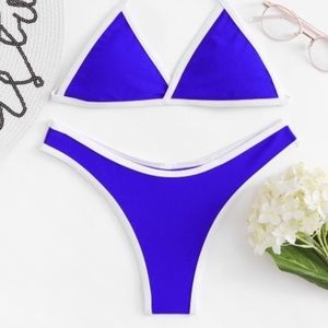 Cobalt blue or royal blue triangle cheeky bikini